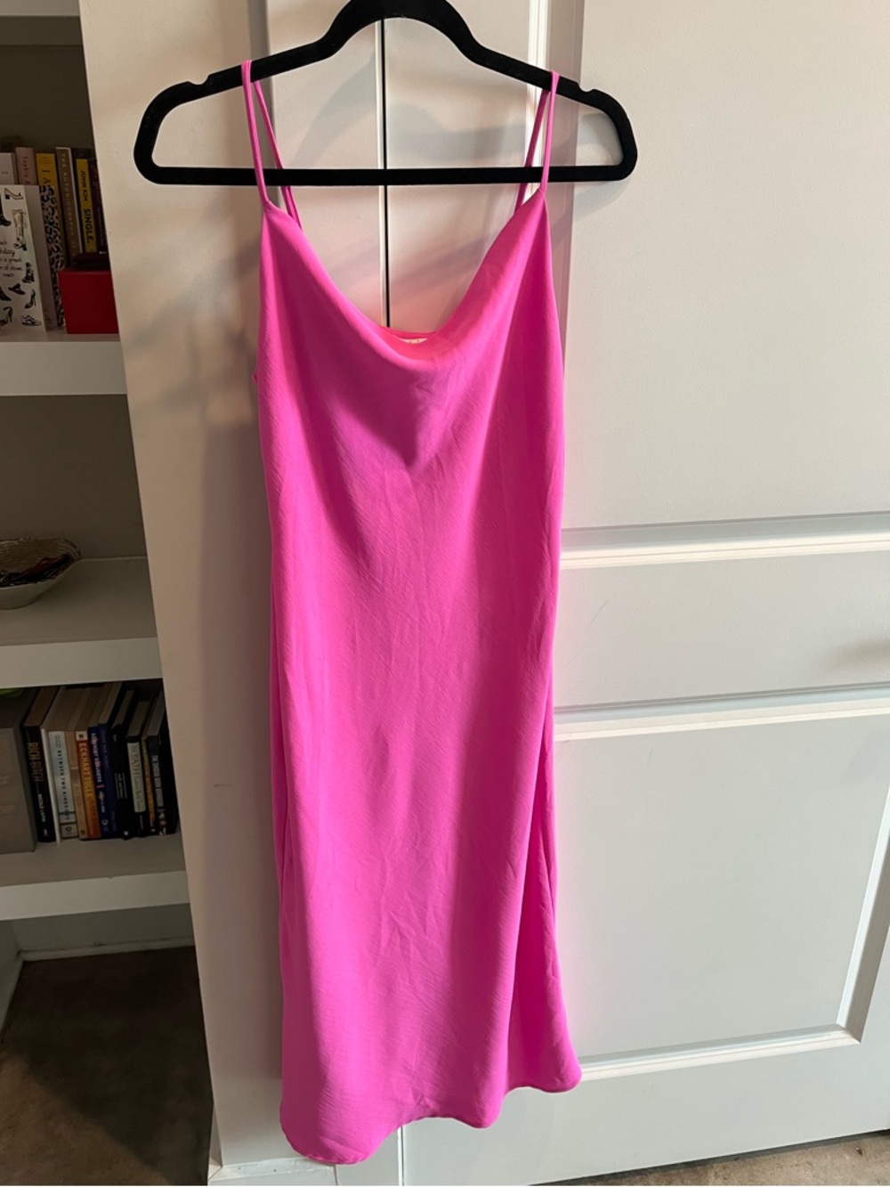 Vibrant Hot Pink Midi Slip Dress in Small